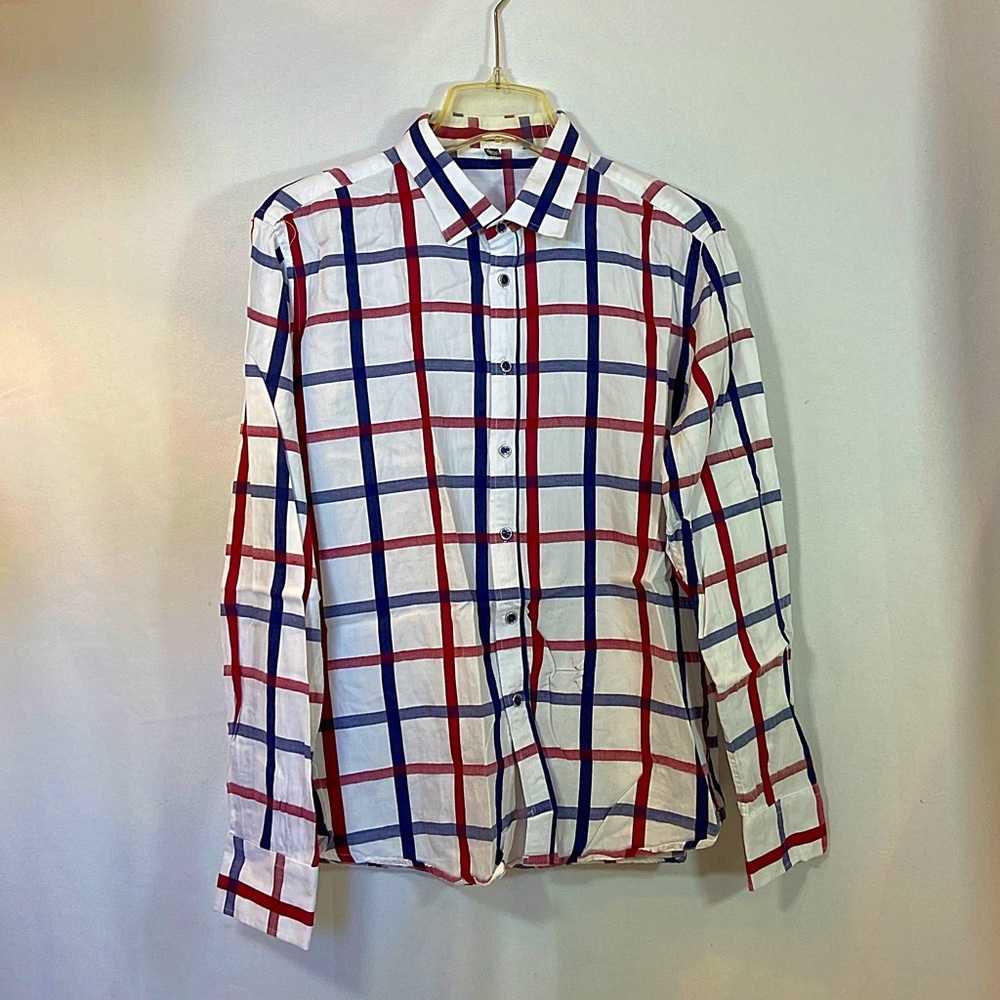Men’s Brand Medium Plaid Patterned Shirt